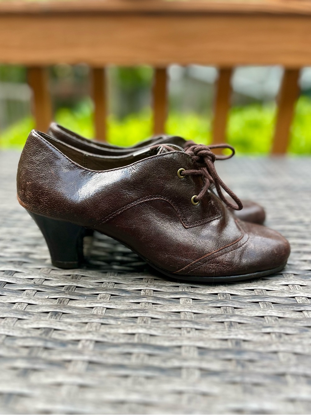 Aerosoles Aristocrat Brown Oxfords Lace-Up Vintage-Inspired Heels - Picture 3 of 9
